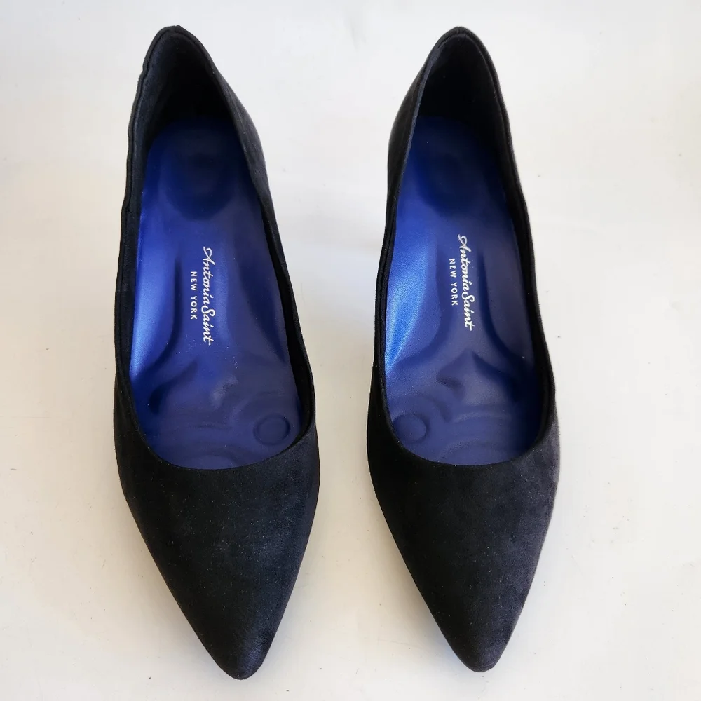 Antonia Saint NY The All Occasion Pointed Comfortable Pump Heels Black Suede 9.5